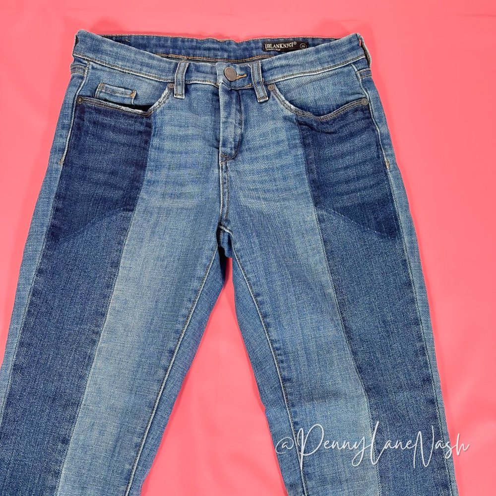 Blank NYC Patchwork Raw Hem Skinny Crop Jeans - Picture 3 of 11